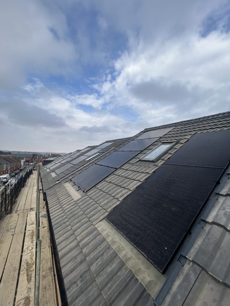 Completed in-roof solar panel arrays
